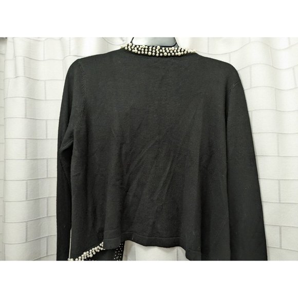 Siani Milano Black Open Cardigan Sweater with Pearl Details Women's Size Small - Picture 8 of 9